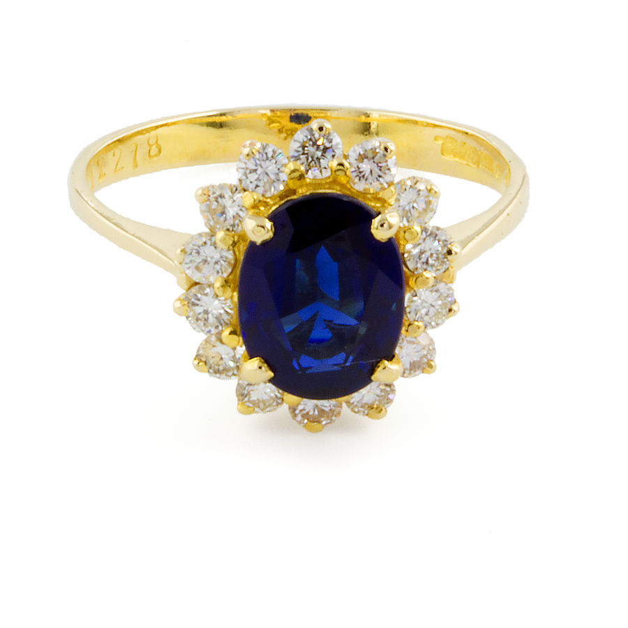 18ct gold Sapphire/Diamond Cluster Ring size L